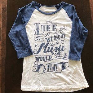 Cute 3/4 sleeve music shirt